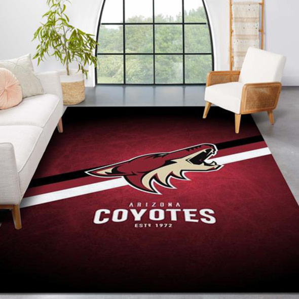 Arizona Coyotes Area Rug NHL Area Rug Dining Room Rug Indoor Rugs Rectangle Carpet