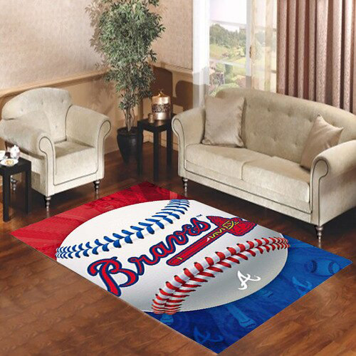 Atlanta Braves Area Rug MLB Area Rug Dining Room Rug Indoor Indoor Rugs Rectangle Carpet