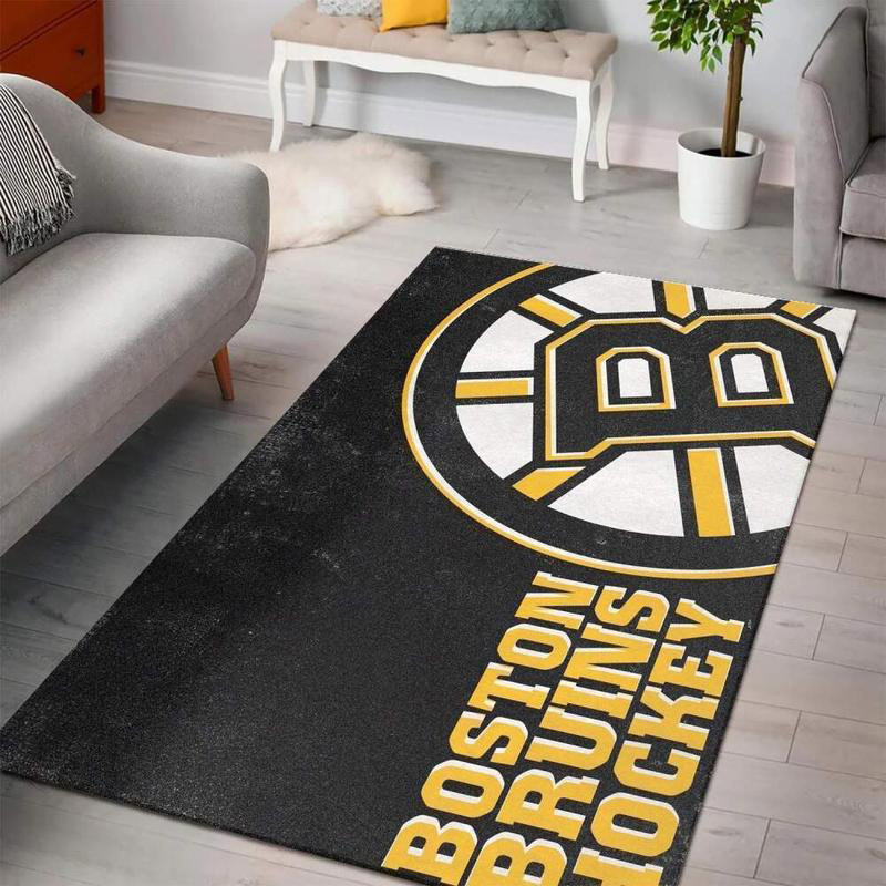 Boston Bruins Area Rug NHL Area Rug Living Room Rug Indoor Indoor Rugs Rectangle Carpet