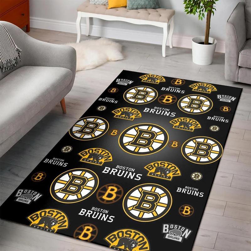 Boston Bruins Area Rug NHL Area Rug Dining Room Rug Indoor Rug Rectangle Carpet