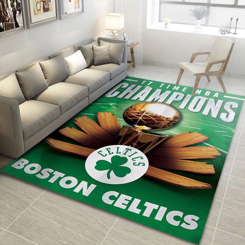 Boston Celtics Area Rug NBA Area Rug Bathroom Rug Indoor Rug Rectangle Carpet