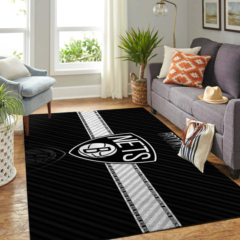 Brooklyn Nets Area Rug NBA Area Rug Dining Room Rug Indoor Rugs Rectangle Carpet