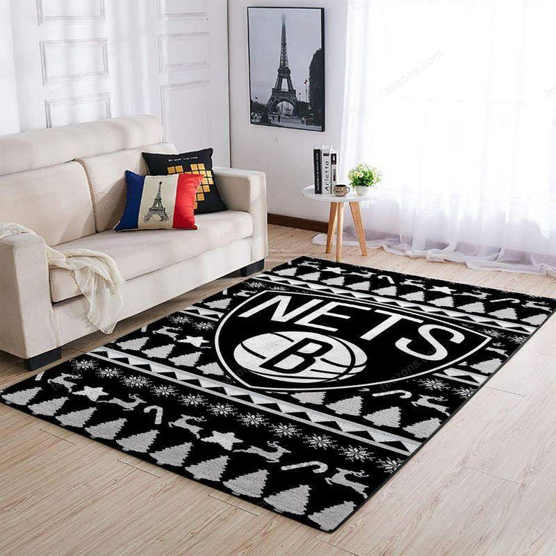 Brooklyn Nets Rug NBA Area Rug Kitchen Rug Indoor Indoor Rug Rectangle Carpet