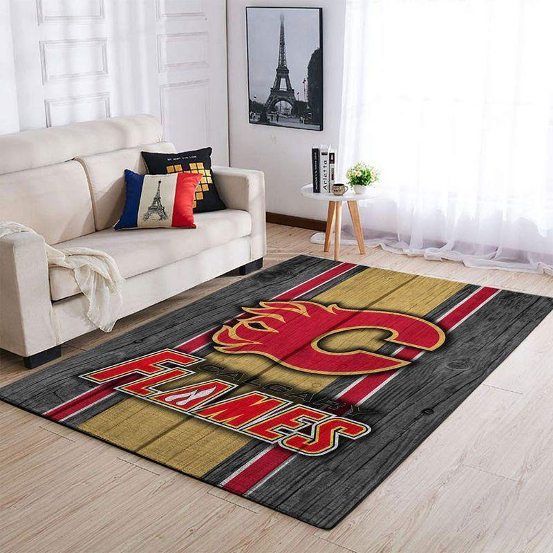 Calgary Flames Rug NHL Area Rug Dining Room Rug Indoor Rug Rectangle Carpet