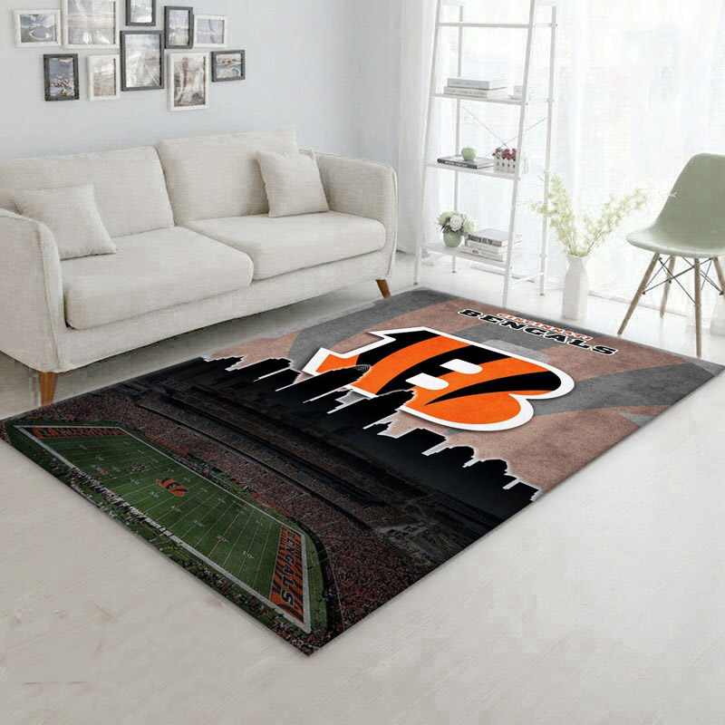 Cincinnati Bengals Rug NFL Area Rug Dining Room Rug Indoor Indoor Rug Rectangle Carpet