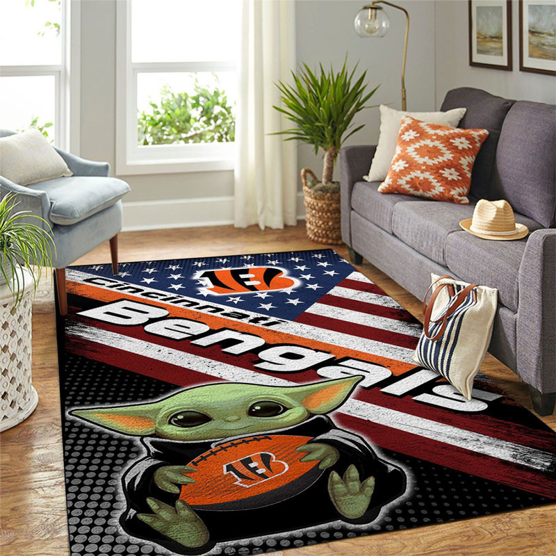 Cincinnati Bengals Area Rug NFL Area Rug Kitchen Rug Indoor Indoor Rug Rectangle Carpet