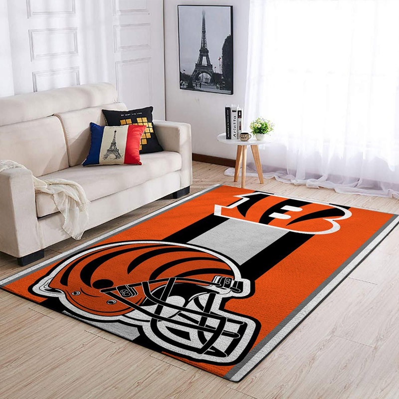 Cincinnati Bengals Area Rug NFL Area Rug Dining Room Rugs Indoor Rugs Rectangle Carpet