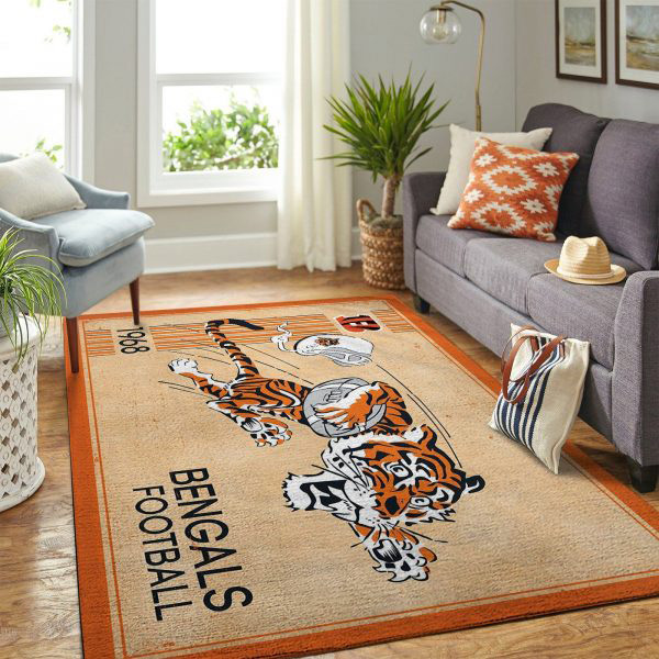 Cincinnati Bengals Area Rug NFL Area Rug Living Room Rug Indoor Rug Rectangle Carpet