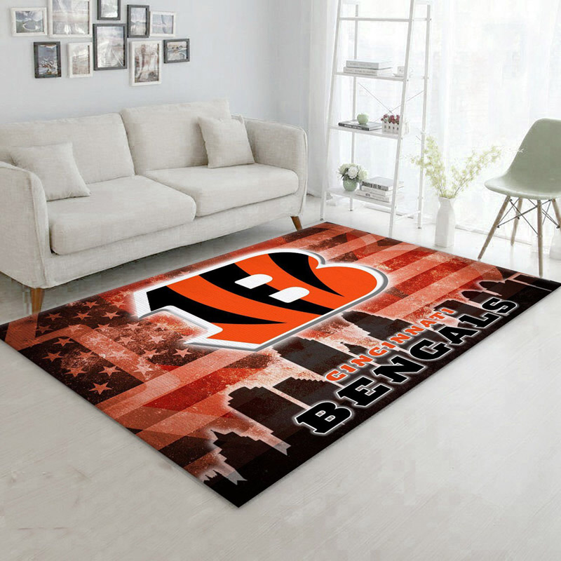 Cincinnati Bengals Area Rug NFL Area Rug Dining Room Rugs Indoor Rug Rectangle Carpet
