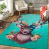 deer flower area rug living room carpet