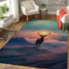 deer pattern print area rug living room rug