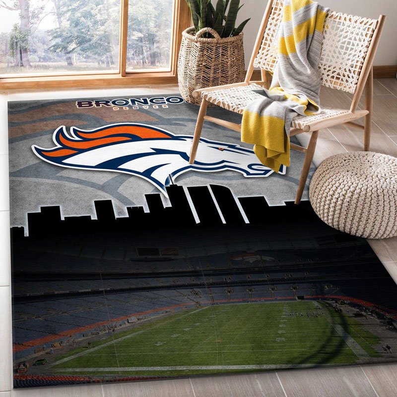 Denver Broncos Area Rug NFL Area Rug Living Room Rug Indoor Rug Rectangle Carpet