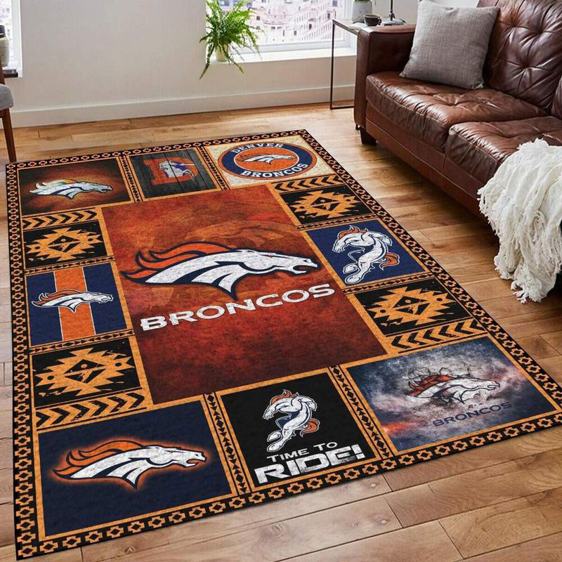 Denver Broncos Area Rug NFL Area Rug Bathroom Rug Indoor Rug Rectangle Carpet
