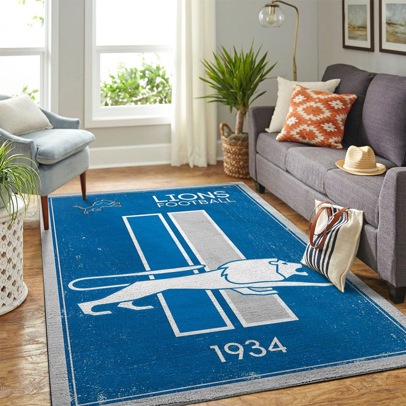 Detroit Lions Rug NFL Area Rug Living Room Area Rug Indoor Indoor Rug Rectangle Carpet