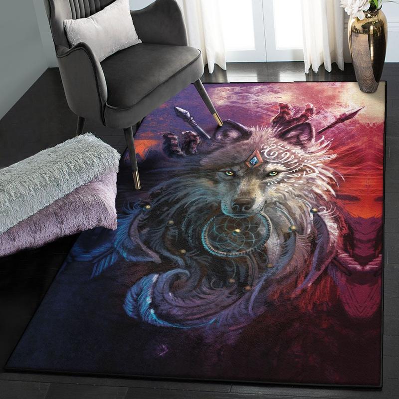 Dreamcatcher Indoor Indoor Carpet Wolf Dreamcatcher Rug