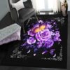 flower garden non shedding area rug butterfly and purple flowers rug