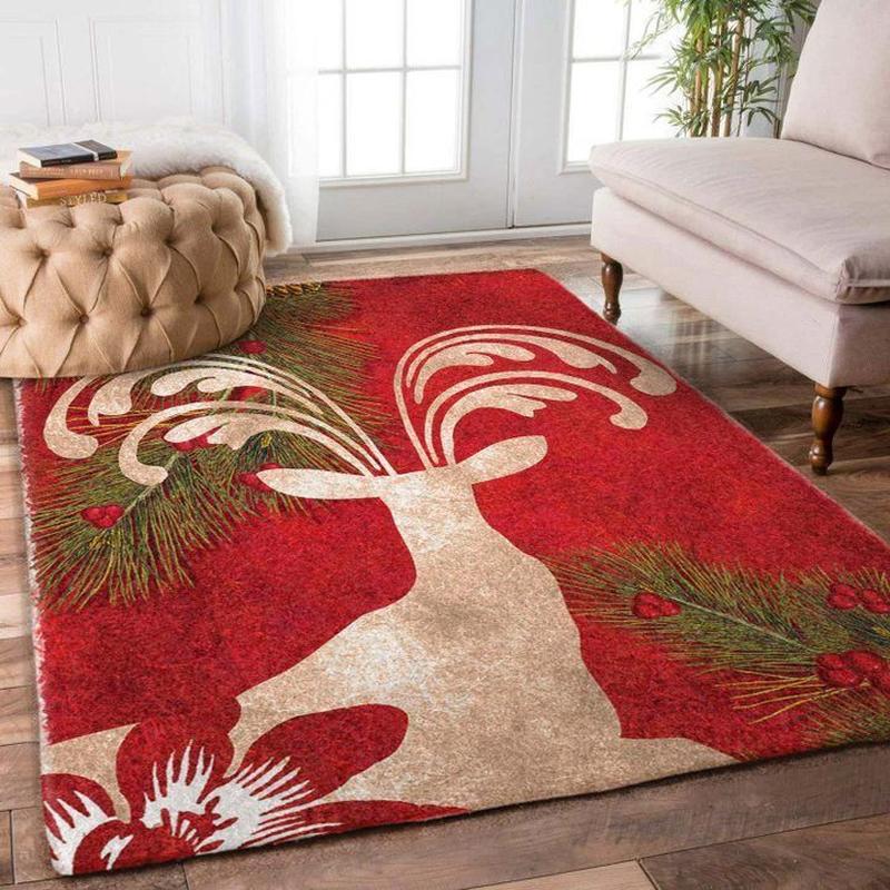 Forest Holiday Christmas Deer Rug Living Room Rug