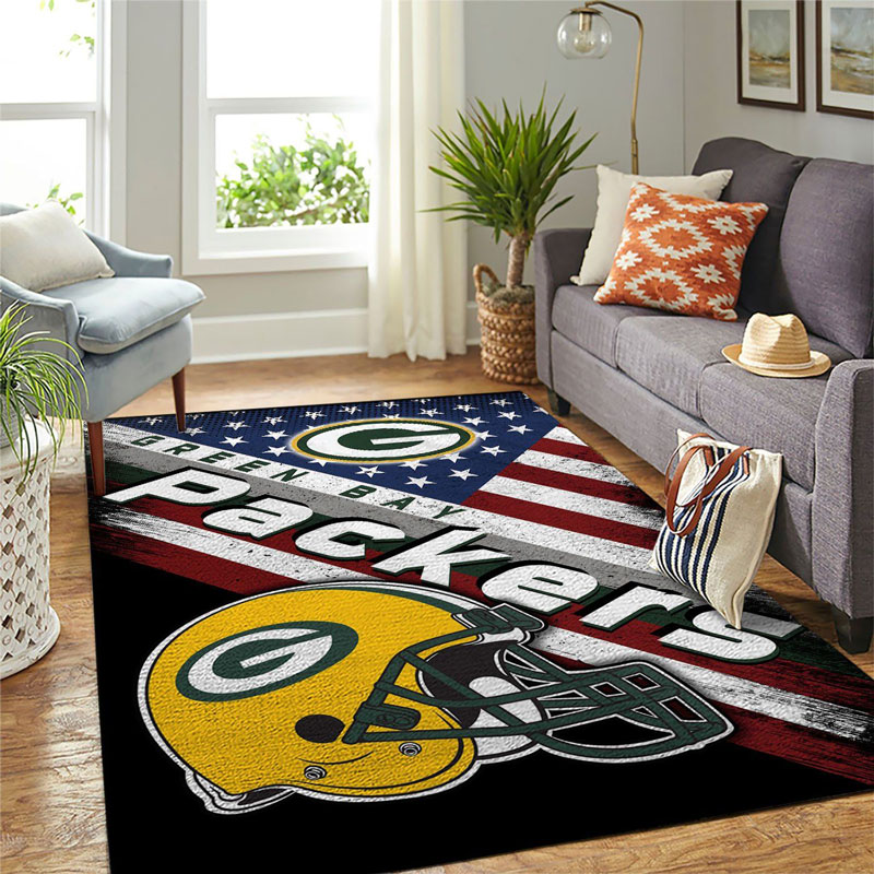Green Bay Packers Rug NFL Area Rug Dining Room Rug Indoor Rug Rectangle Carpet