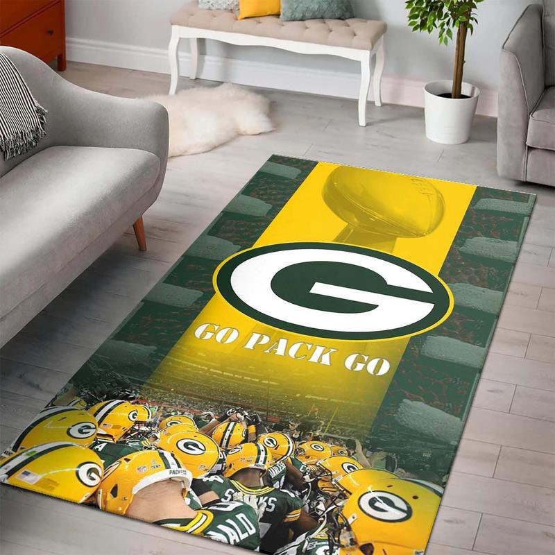 Green Bay Packers Area Rug NFL Area Rug Bedroom Rug Indoor Rug Rectangle Carpet