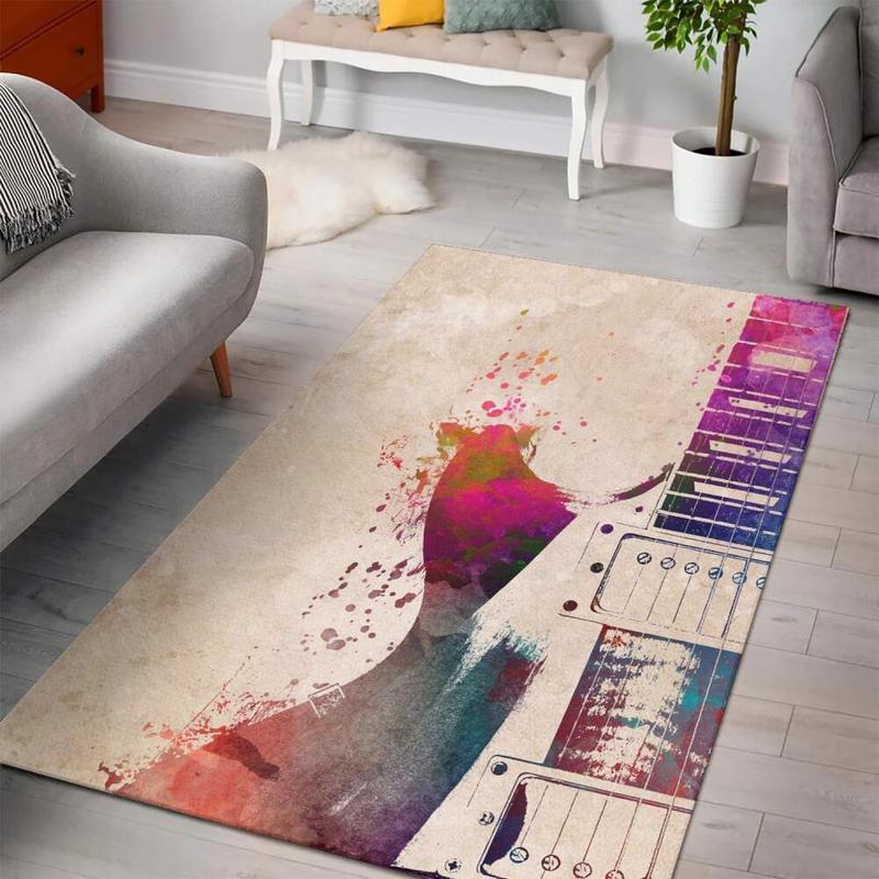 Guitar Instrument 2 Area Rug Living Room Rug