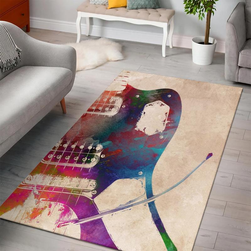Guitar Instrument Area Rug Living Room Rug