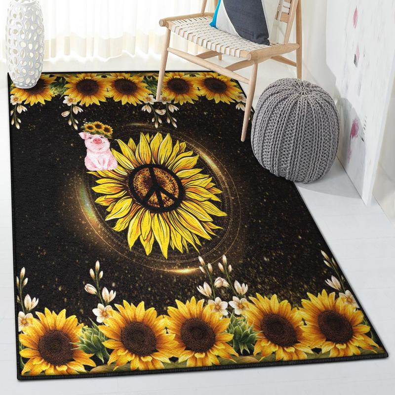 Helianthus Non Shedding Area Rug Awesome Pig And Sunflower Rug