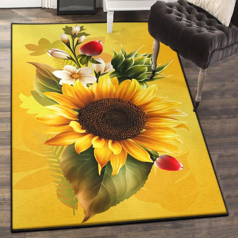 Helianthus Washable Rugs Sunflower Rug