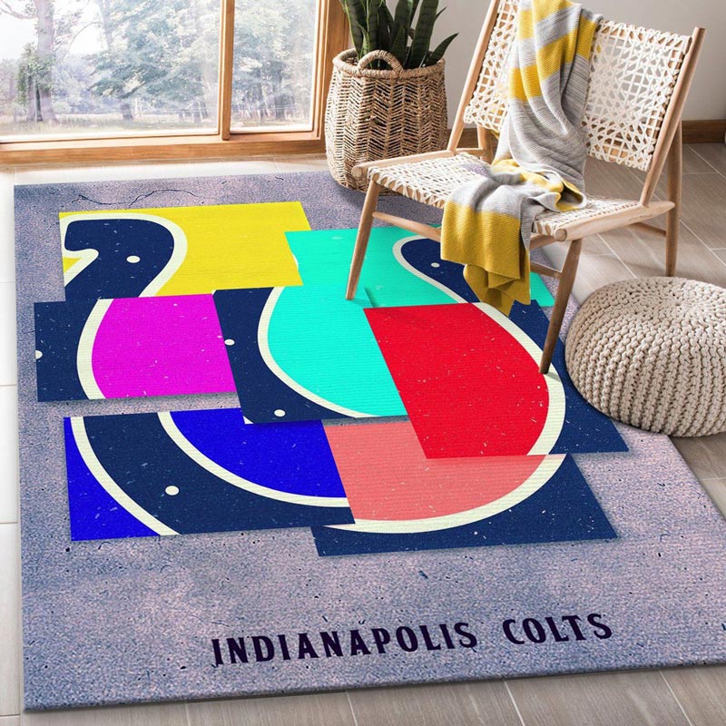 Indianapolis Colts Area Rug NFL Area Rug Dining Room Rug Indoor Indoor Rugs Rectangle Carpet