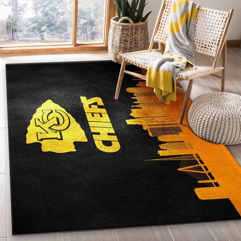 Kansas City Chiefs Area Rug NFL Area Rug Living Room Area Rug Indoor Rugs Rectangle Carpet