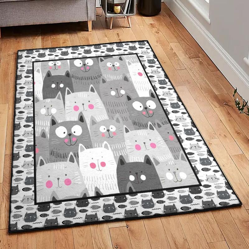 Kitten Modern Area Rugs Gray Cat