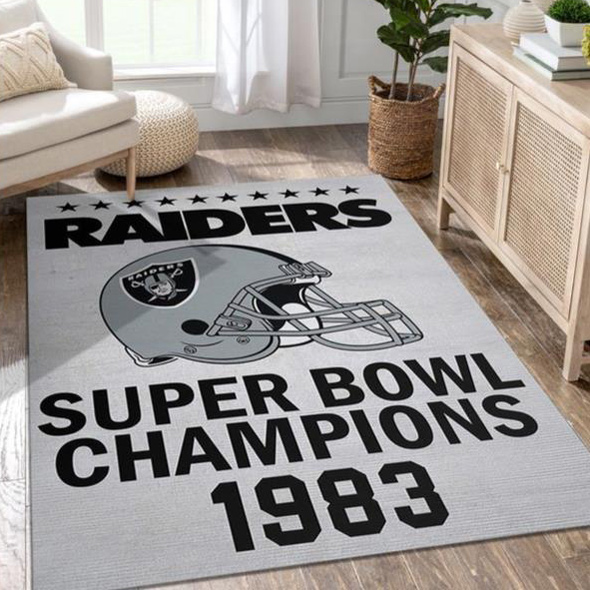 Las Vegas Raiders Area Rug NFL Area Rug Bedroom Area Rug Indoor Rug Rectangle Carpet