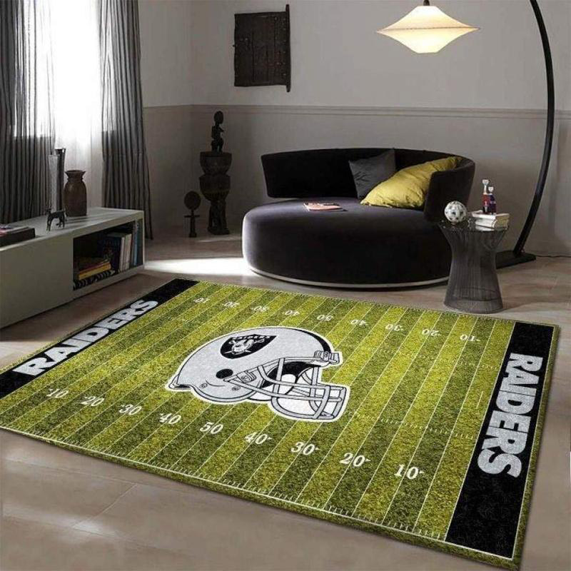 Las Vegas Raiders Area Rug NFL Area Rug Kitchen Rug Indoor Indoor Rug Rectangle Carpet