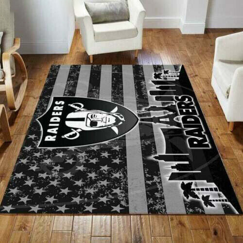 Las Vegas Raiders Rug NFL Area Rug Bedroom Rug Indoor Rugs Rectangle Carpet