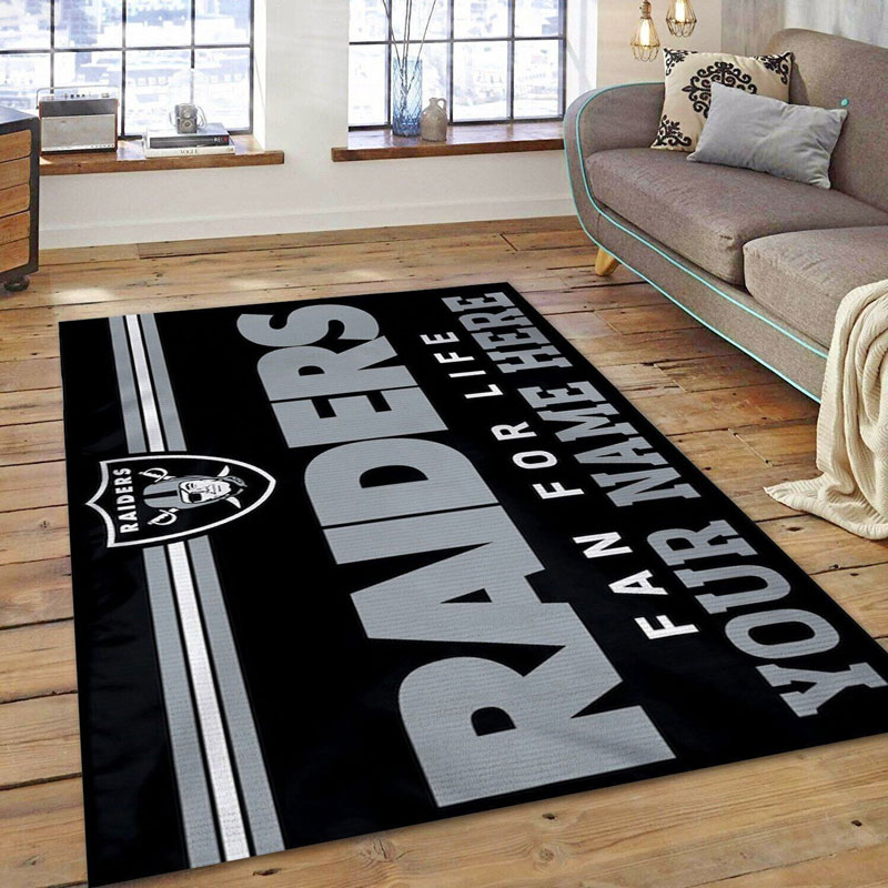 Las Vegas Raiders Rug NFL Area Rug Dining Room Rugs Indoor Rugs Rectangle Carpet