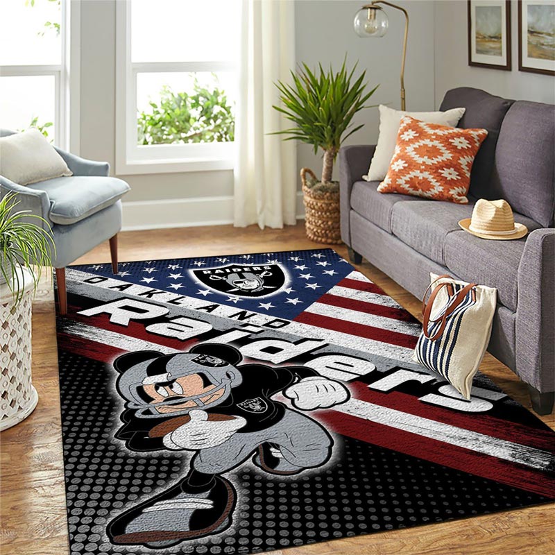Las Vegas Raiders Rug NFL Area Rug Bathroom Rugs Indoor Rugs Rectangle Carpet