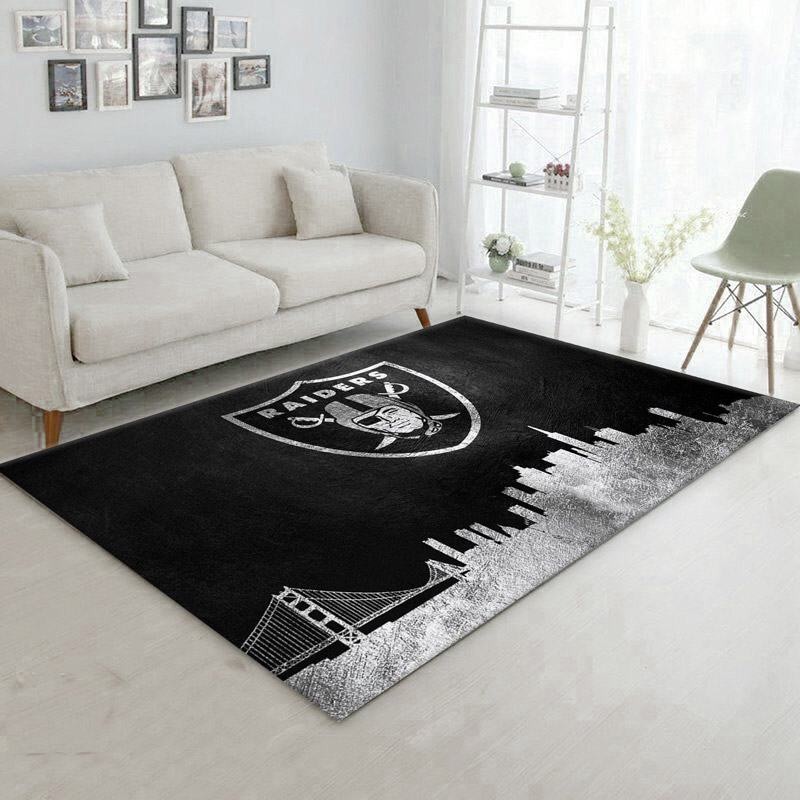 Las Vegas Raiders Area Rug NFL Area Rug Dining Room Rugs Indoor Rug Rectangle Carpet