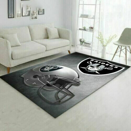 Las Vegas Raiders Area Rug NFL Area Rug Dining Room Rug Indoor Indoor Rugs Rectangle Carpet