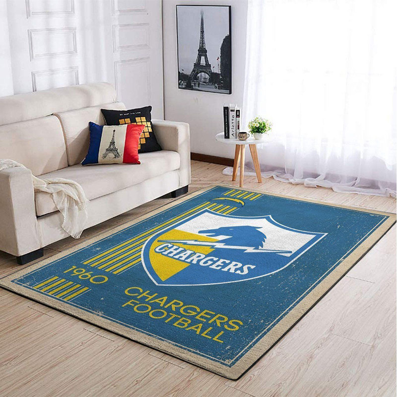 Los Angeles Chargers Area Rug NFL Area Rug Dining Room Rug Indoor Rugs Rectangle Carpet