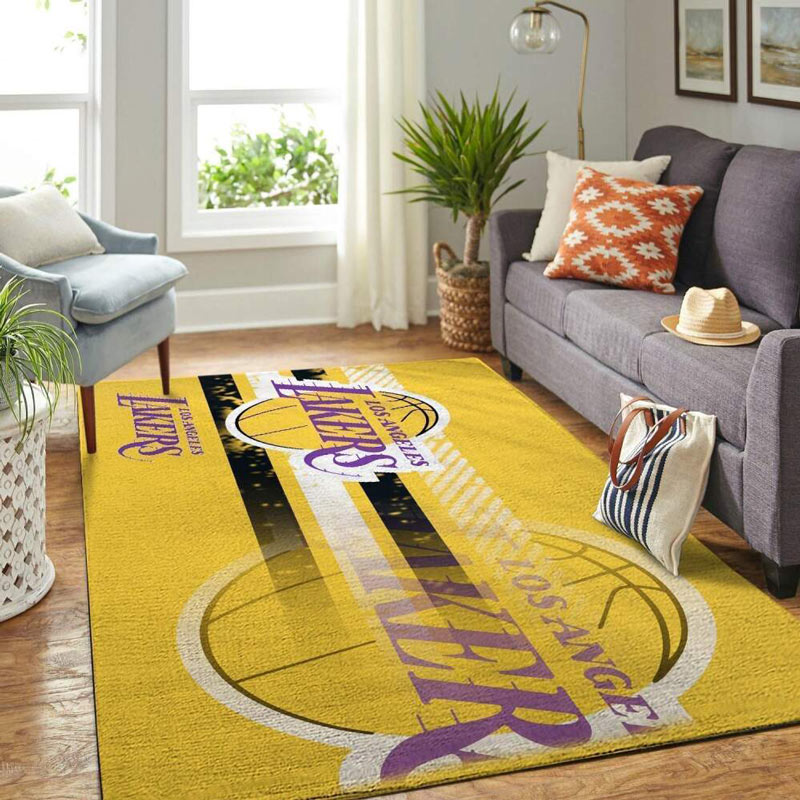 Los Angeles Lakers Rug NBA Area Rug Bathroom Rugs Indoor Indoor Rug Rectangle Carpet