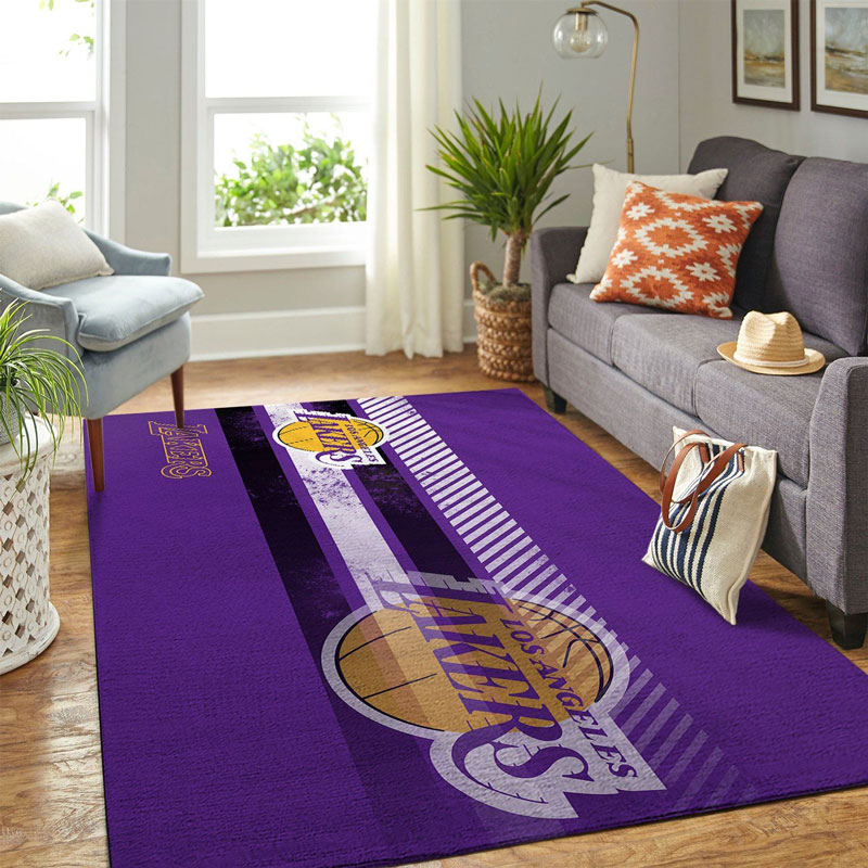 Los Angeles Lakers Area Rug NBA Area Rug Bedroom Area Rug Indoor Indoor Rugs Rectangle Carpet