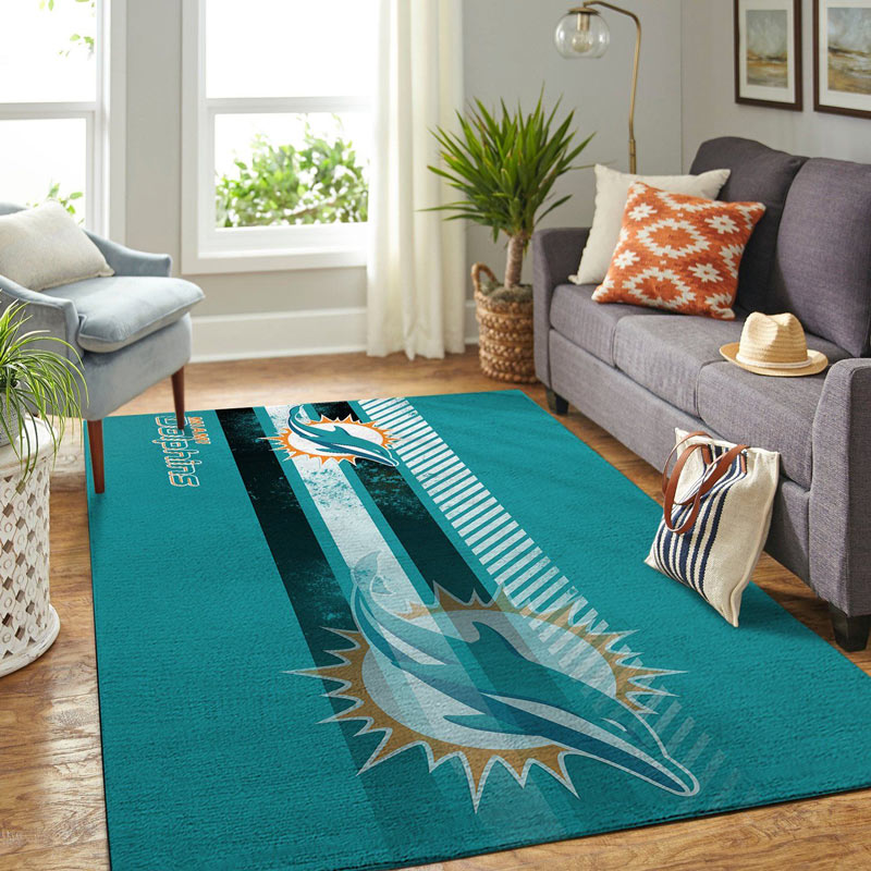Miami Dolphins Area Rug NFL Area Rug Bedroom Rug Indoor Indoor Rugs Rectangle Carpet