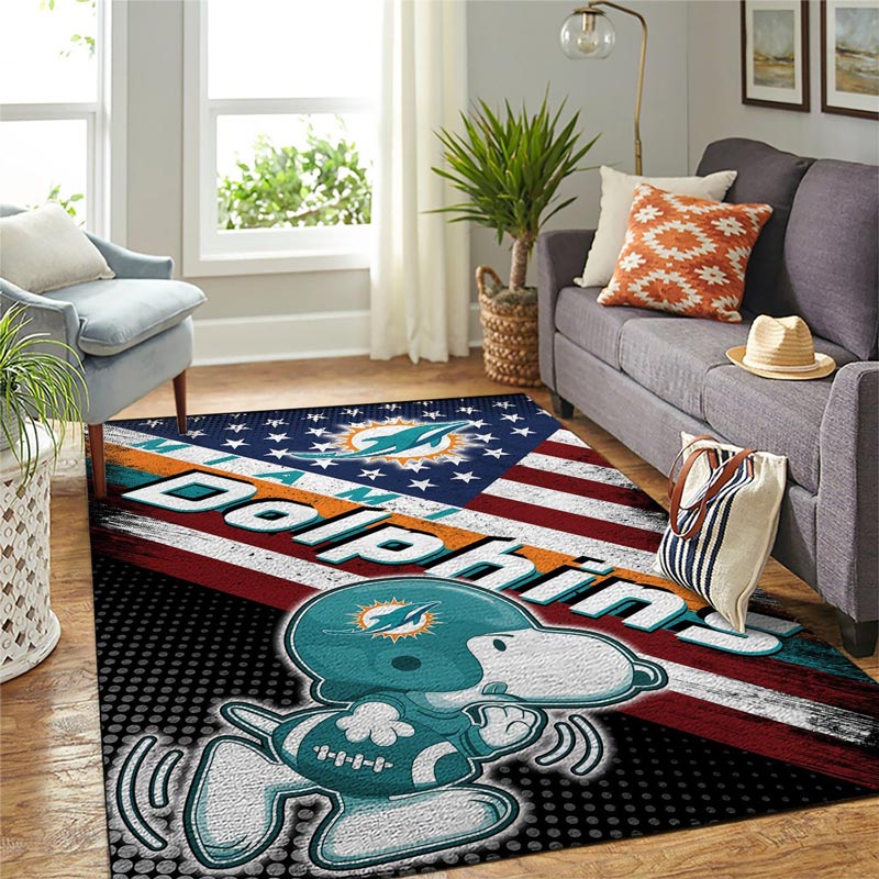Miami Dolphins Area Rug NFL Area Rug Kitchen Rug Indoor Rug Rectangle Carpet
