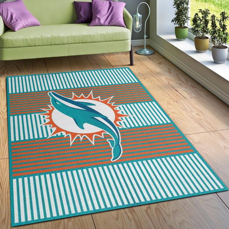 Miami Dolphins Area Rug NFL Area Rug Kitchen Rug Indoor Indoor Rugs Rectangle Carpet