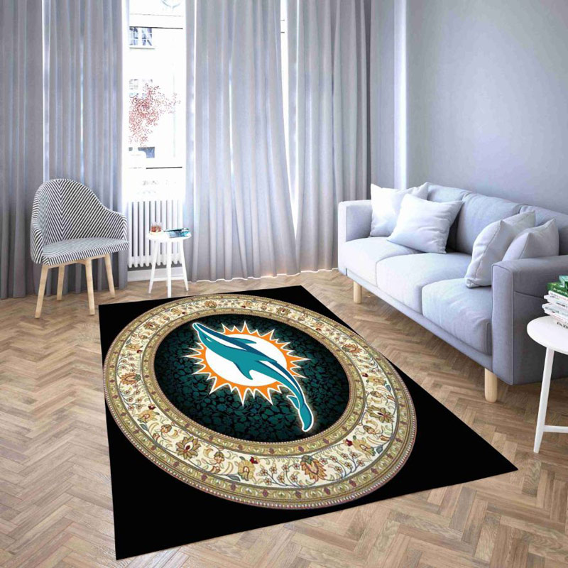 Miami Dolphins Rug NFL Area Rug Bathroom Rug Indoor Rug Rectangle Carpet