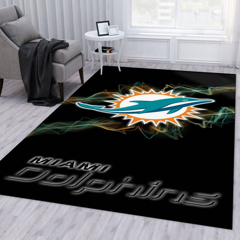 Miami Dolphins Rug NFL Area Rug Bathroom Rug Indoor Rug Rectangle Carpet