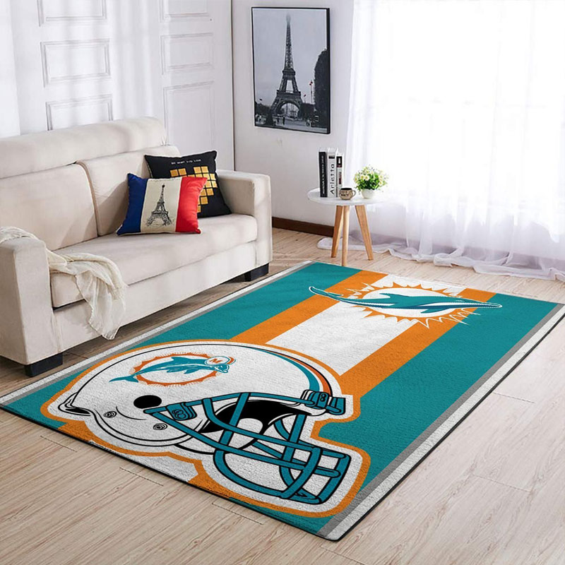 Miami Dolphins Area Rug NFL Area Rug Bedroom Rug Indoor Rug Rectangle Carpet