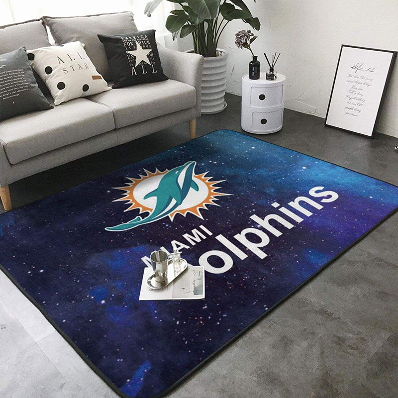 Miami Dolphins Area Rug NFL Area Rug Bedroom Rug Indoor Rug Rectangle Carpet