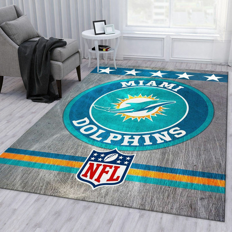 Miami Dolphins Rug NFL Area Rug Living Room Rug Indoor Indoor Rugs Rectangle Carpet