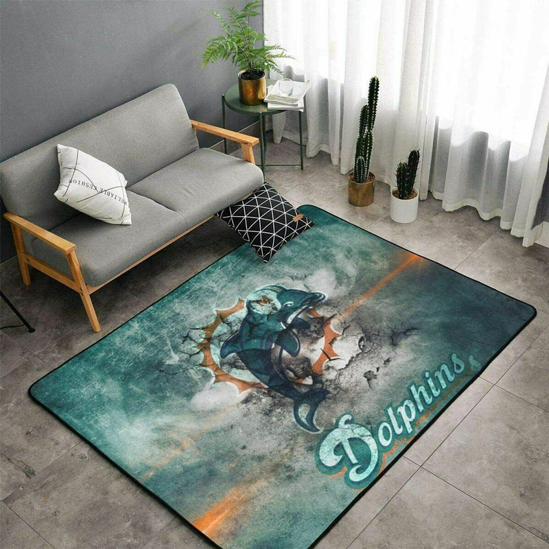 Miami Dolphins Rug NFL Area Rug Bedroom Rug Indoor Rugs Rectangle Carpet