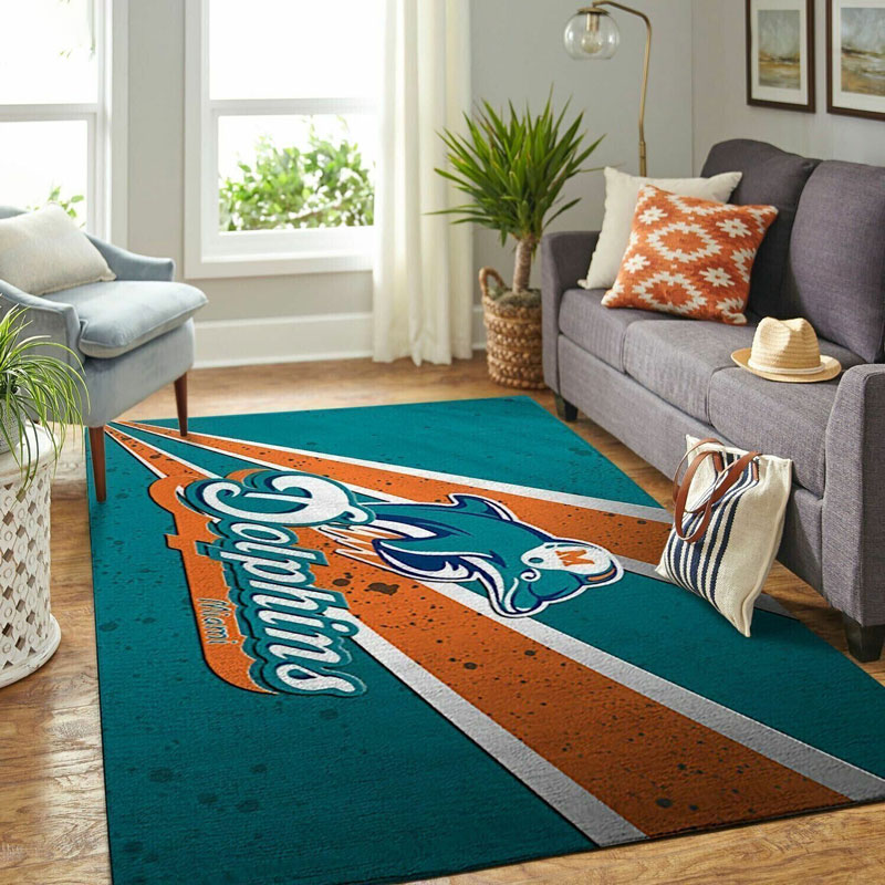 Miami Dolphins Area Rug NFL Area Rug Bathroom Rugs Indoor Rugs Rectangle Carpet